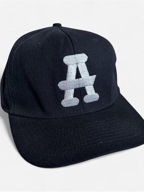 Vintage Black Atlanta Black Crackers Cap with Silver 'A' Embroidery